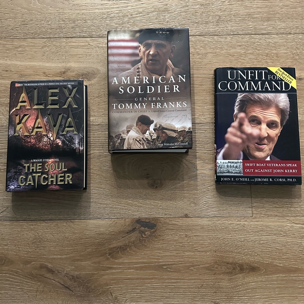 Set of 3 Hardcover Books
An American Soldier, Unfit For Command, Soul Catcher